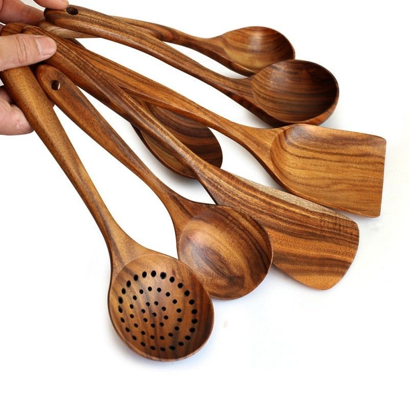 Teak Wooden Cooking Set - Velora Luxury Fashion