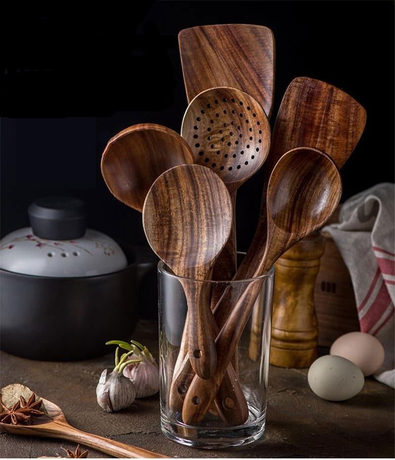 Teak Wooden Cooking Set - Velora Luxury Fashion