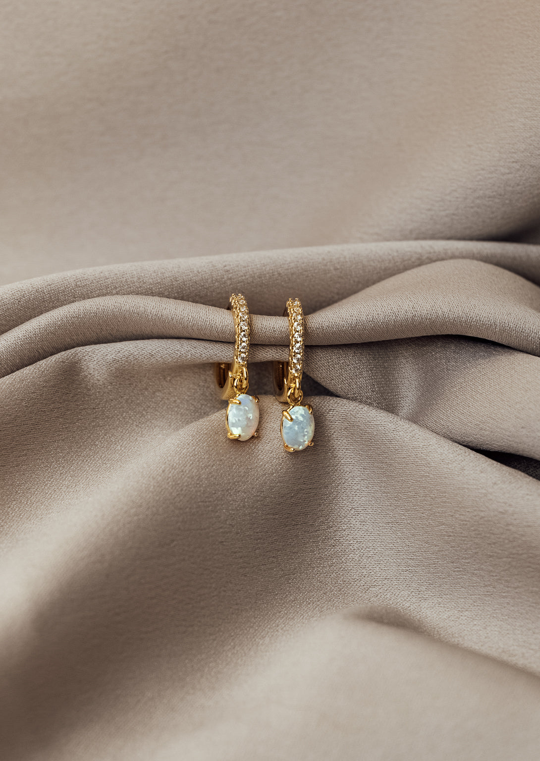 The Adeline CZ Opal Hoop Earrings - Velora Luxury Fashion