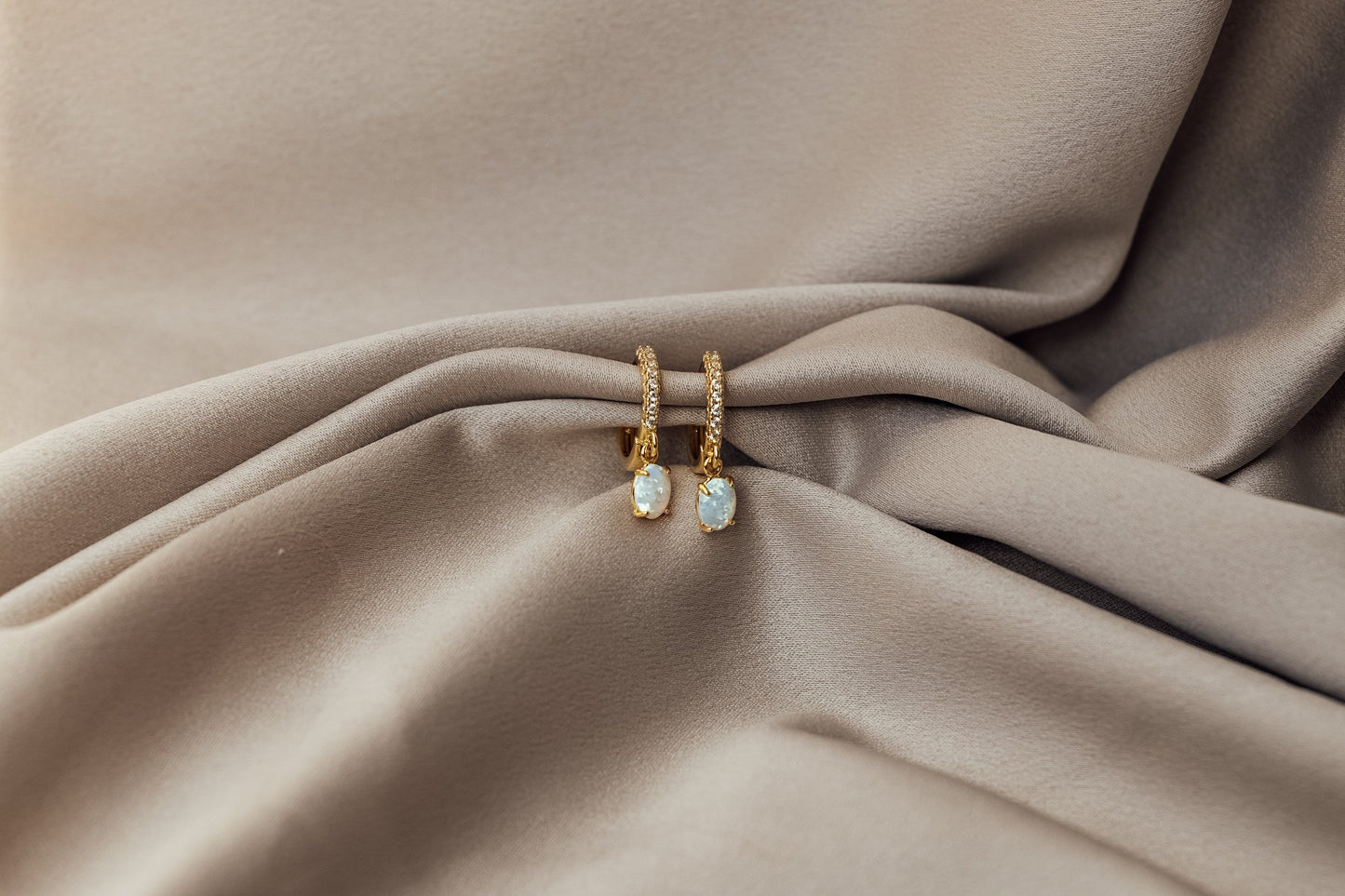 The Adeline CZ Opal Hoop Earrings - Velora Luxury Fashion