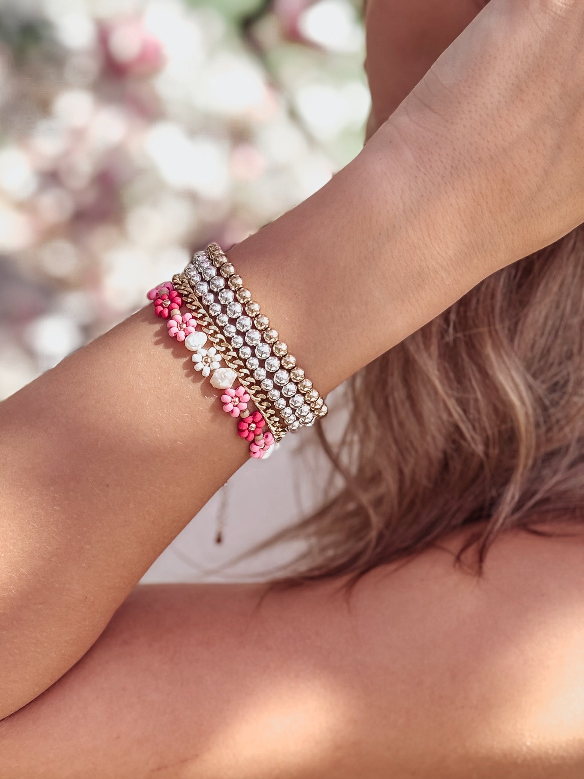 The Daisy Bracelet & Anklet in Frosé - Velora Luxury Fashion