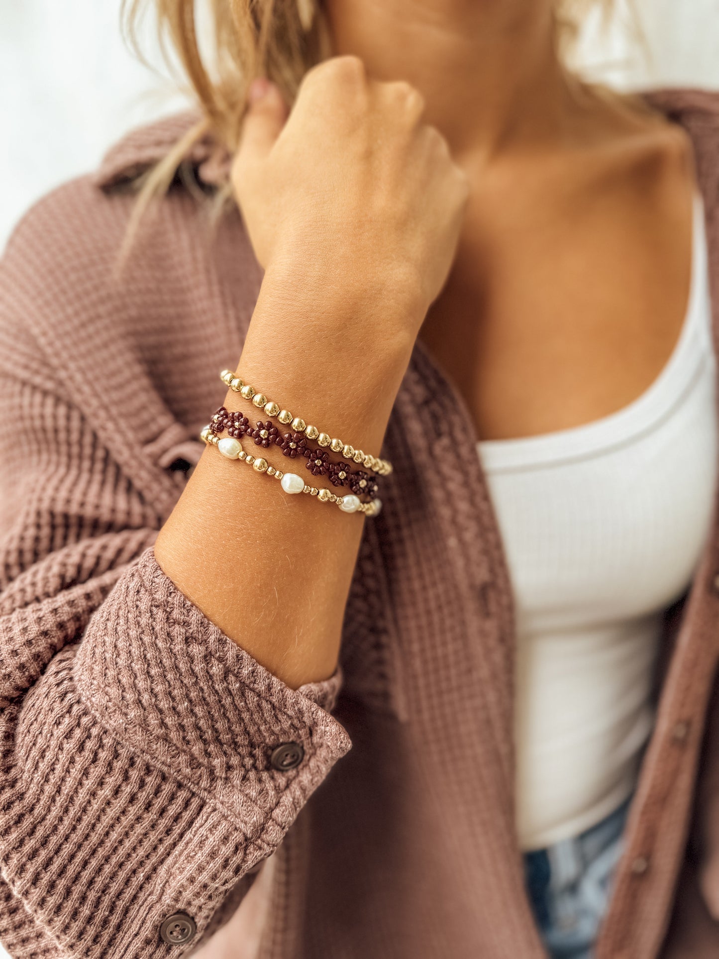 The Merlot Daisy Bracelet & Anklet - Velora Luxury Fashion