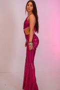 The Pink Sabrina Sequin Catsuit - Velora Luxury Fashion
