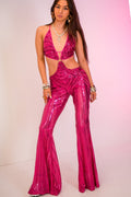 The Pink Sabrina Sequin Catsuit - Velora Luxury Fashion