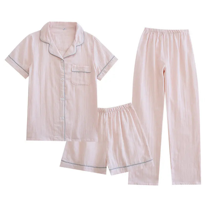 Three-piece Cotton Gauze Pajamas For Women EX-STOCK Canada