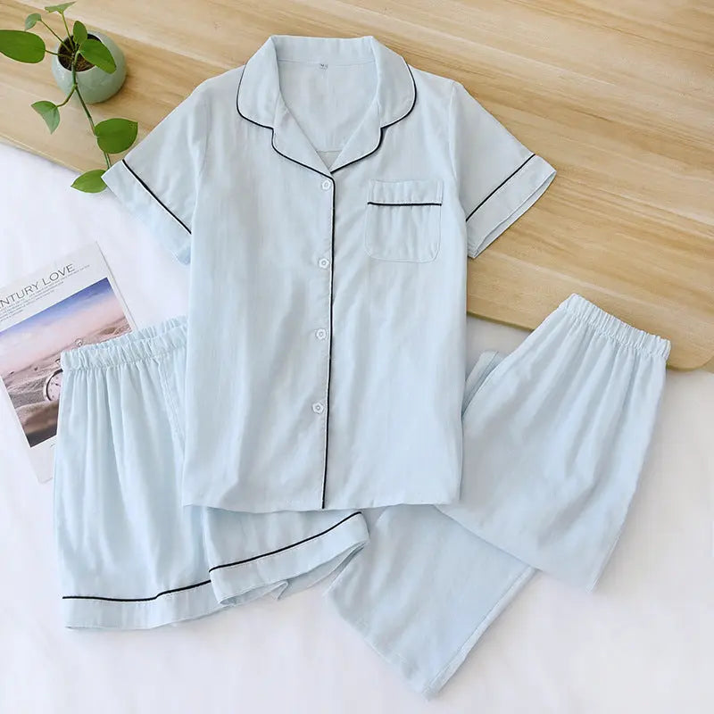 Three-piece Cotton Gauze Pajamas For Women EX-STOCK Canada