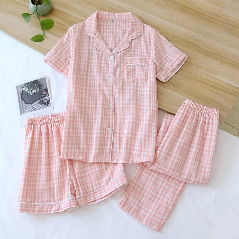 Three-piece Cotton Gauze Pajamas For Women EX-STOCK Canada