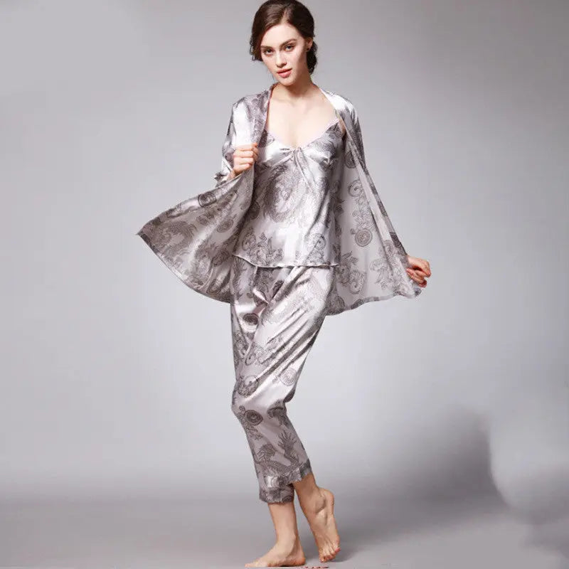 Three-piece silk pajamas for women EX-STOCK Canada