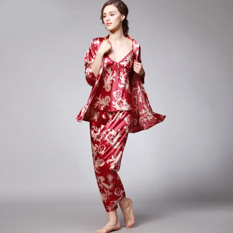 Three-piece silk pajamas for women EX-STOCK Canada