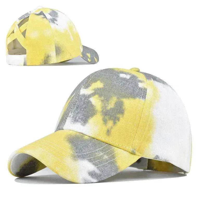 Tie-Dye Hat Pure Cotton Sun Visors Ponytail Cap - Velora