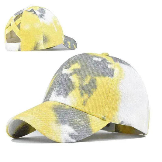 Tie-Dye Hat Pure Cotton Sun Visors Ponytail Cap - Velora