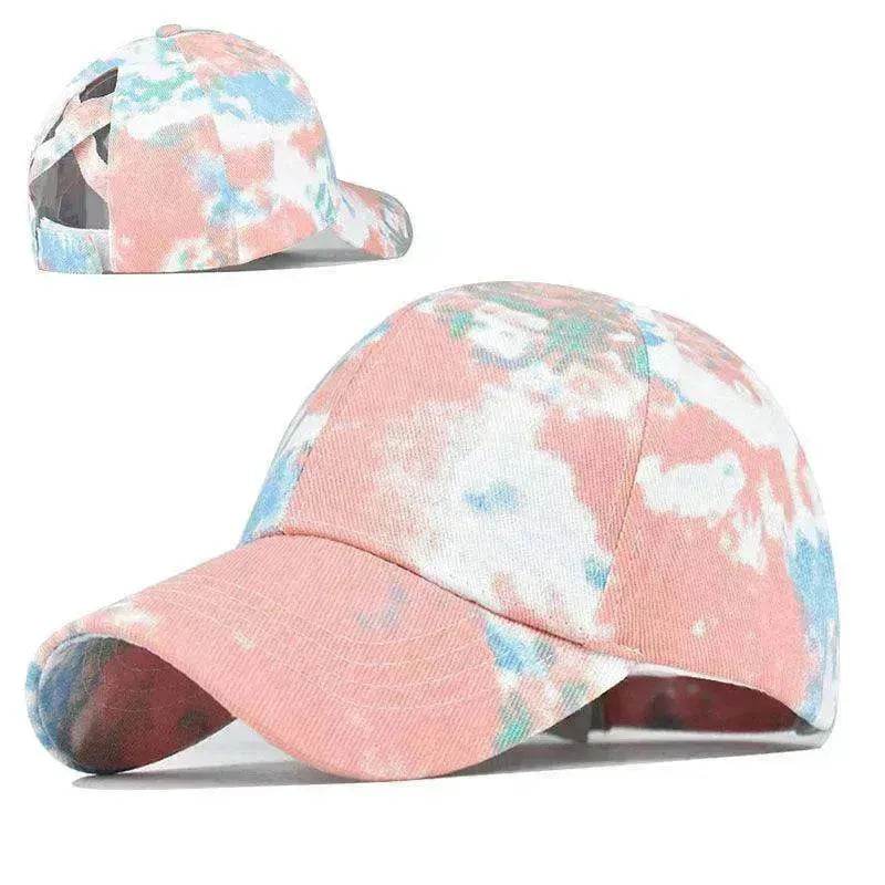 Tie-Dye Hat Pure Cotton Sun Visors Ponytail Cap - Velora