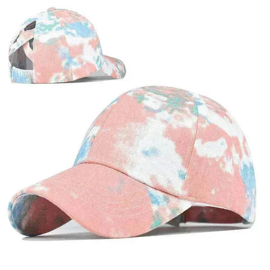 Tie-Dye Hat Pure Cotton Sun Visors Ponytail Cap - Velora