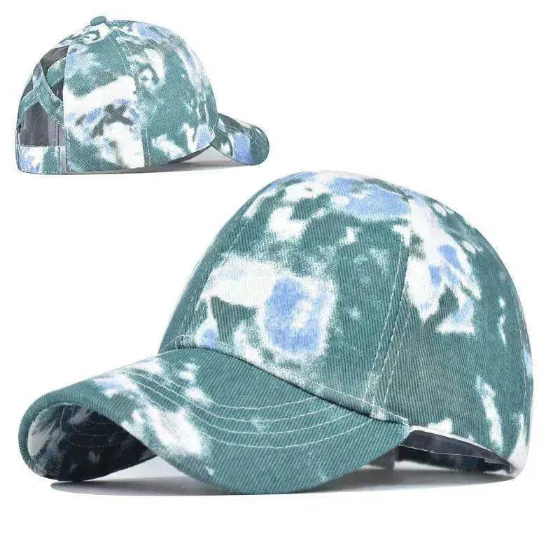 Tie-Dye Hat Pure Cotton Sun Visors Ponytail Cap - Velora