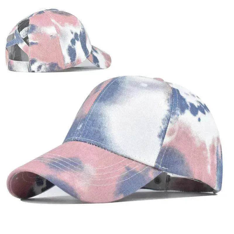 Tie-Dye Hat Pure Cotton Sun Visors Ponytail Cap - Velora