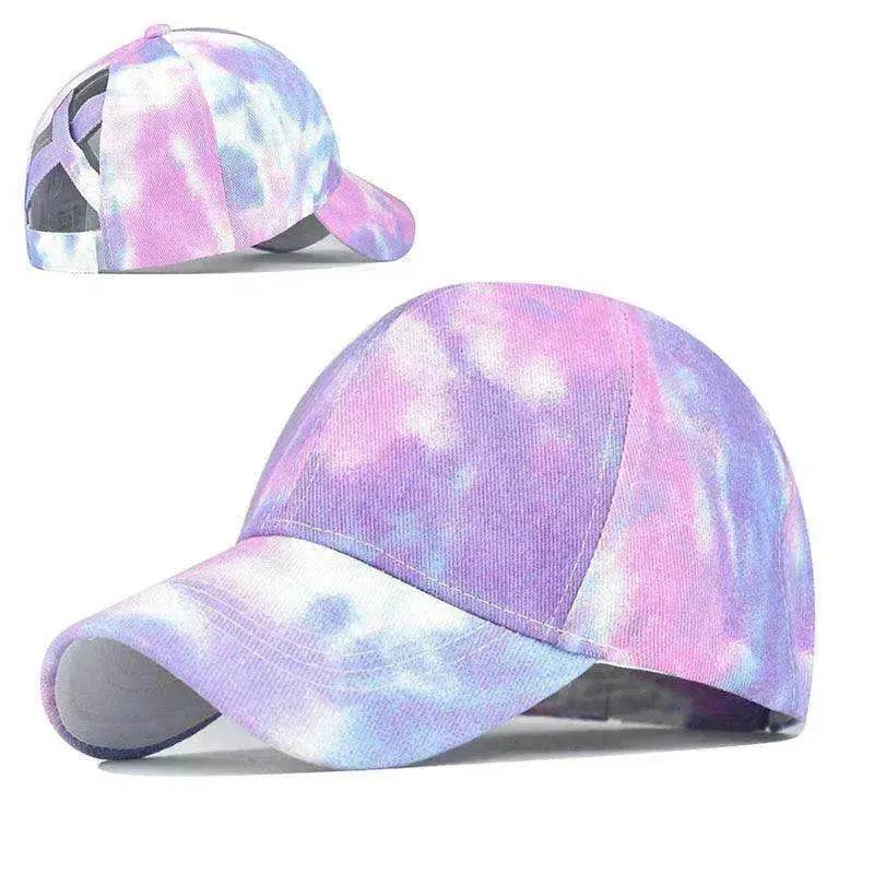 Tie-Dye Hat Pure Cotton Sun Visors Ponytail Cap - Velora