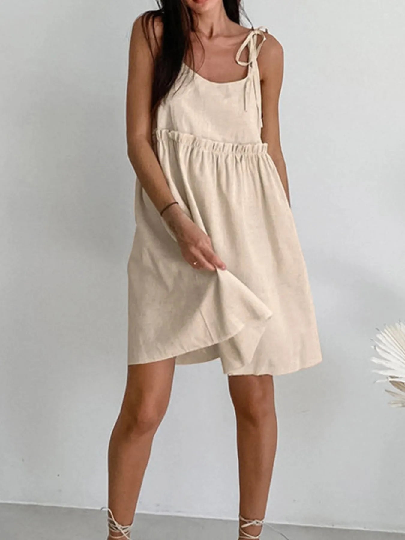 Tie-Shoulder Frill Mini Dress - Velora Luxury Fashion