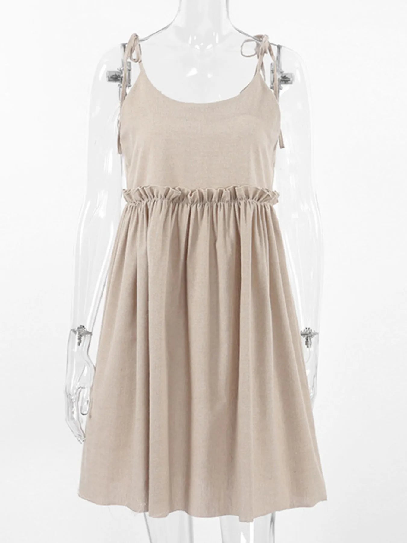 Tie-Shoulder Frill Mini Dress - Velora Luxury Fashion