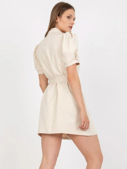 Tie Waist Short Sleeve Blazer Dress - Velora