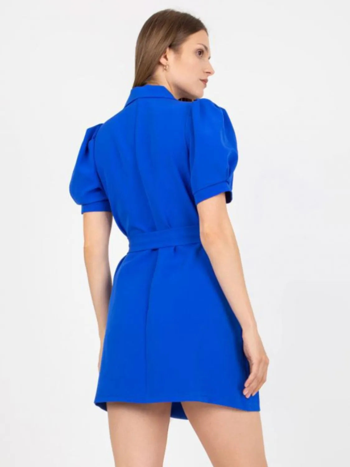 Tie Waist Short Sleeve Blazer Dress - Velora