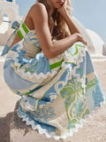 Tied Back Printed Maxi Dress - Velora Luxury Fashion