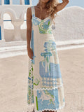 Tied Back Printed Maxi Dress - Velora Luxury Fashion