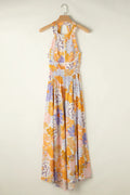 Tied Printed Grecian Sleeveless Maxi Dress - Velora Luxury Fashion