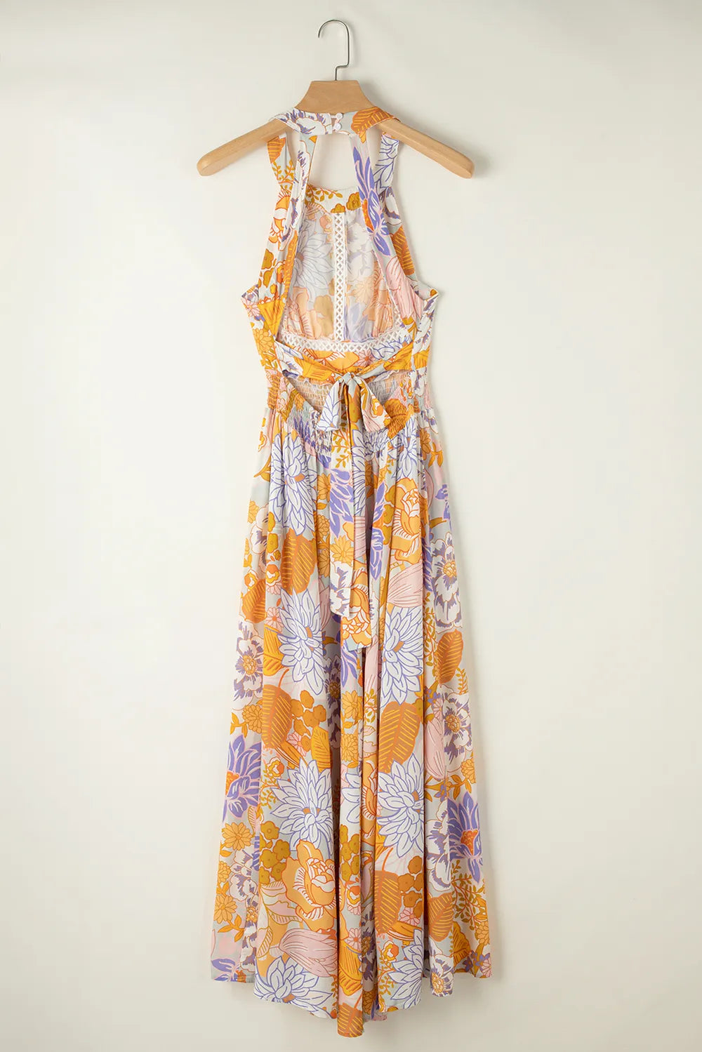 Tied Printed Grecian Sleeveless Maxi Dress - Velora Luxury Fashion