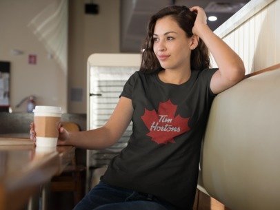 Canadian Coffee Lover (Tim's) Rhinestone Apparel – Maple Leaf Sparkle Hoodie, T-Shirt & Crewneck | Premium Rhinestone by Blingdazzel