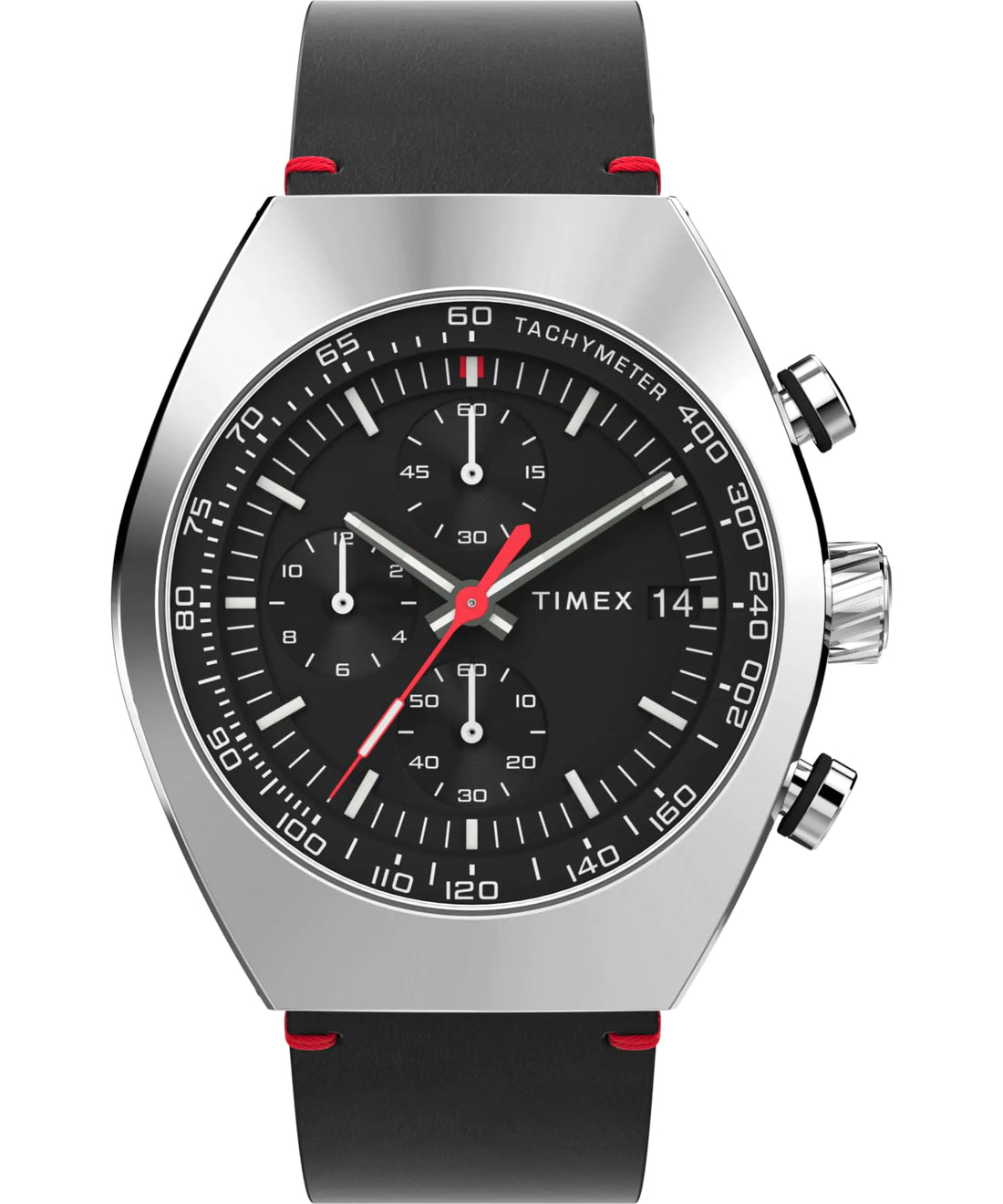 Timex Mens Legacy Tonneau 42mm Watch - Black Strap Black Dial Stainless Steel Case - Velora Luxury Fashion