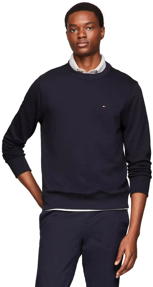 Tommy Hilfiger Mens Solid Crewneck Sweatshirt Navy XL - Velora Luxury Fashion