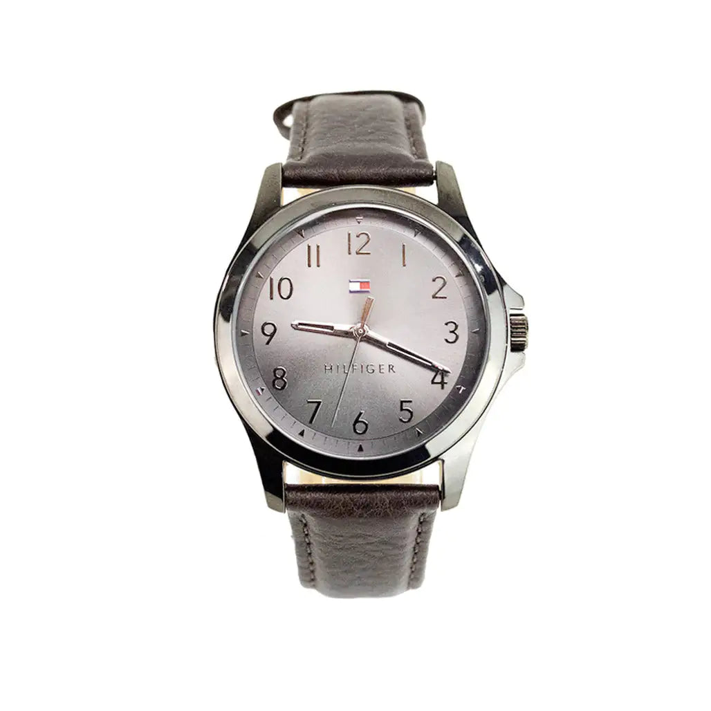 Tommy Hilfiger The Essentials Brown Strap Grey Dial Watch - Velora Luxury Fashion