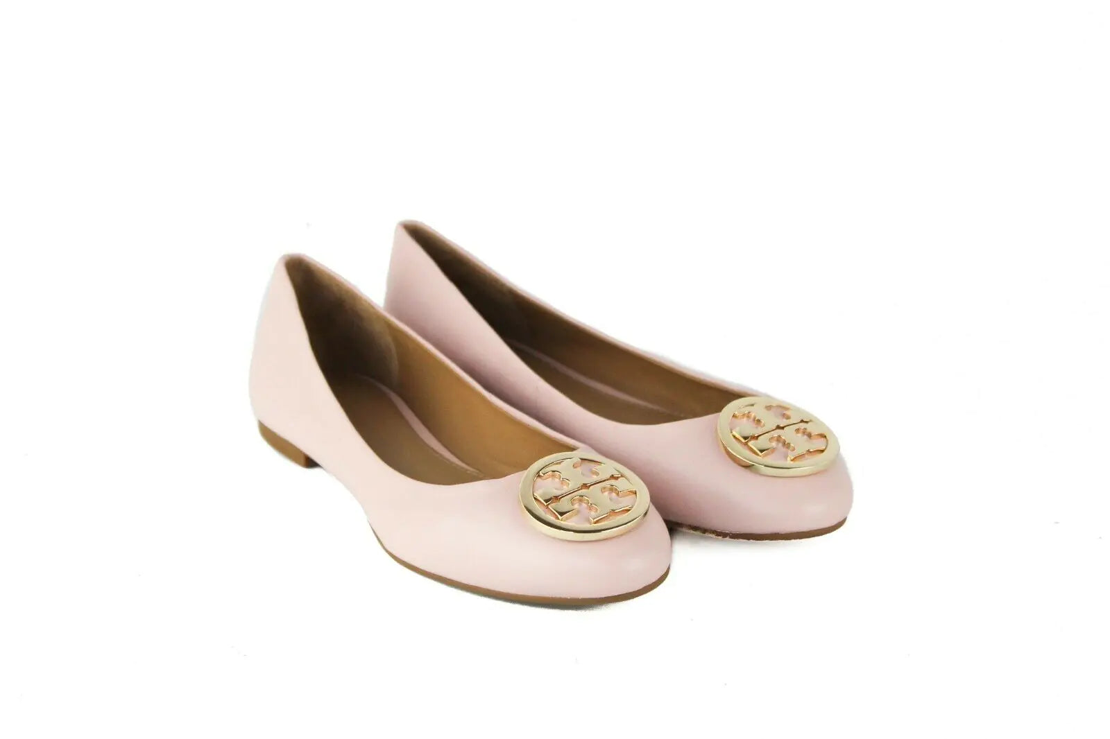 Tory Burch Benton 2 Sea Shell Pink Leather Ballet Flats - Velora Luxury Fashion