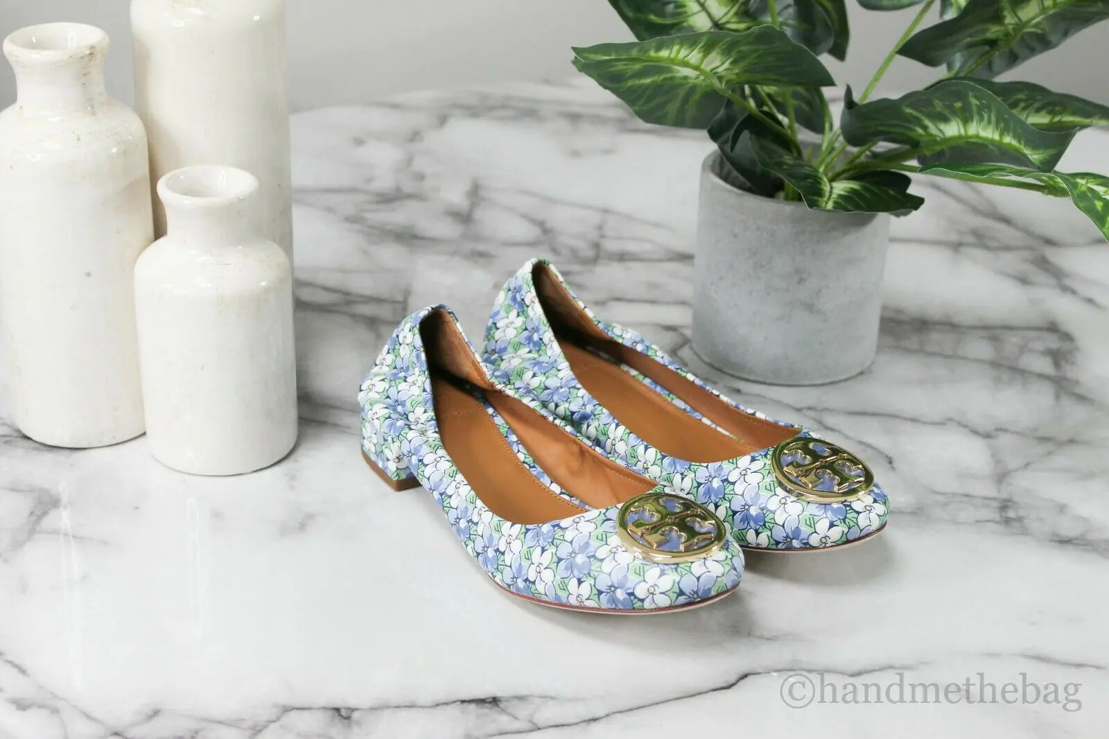 Tory Burch Benton 2 Terrace Ditsy Leather Scrunch Heel Shoes - Velora Luxury Fashion