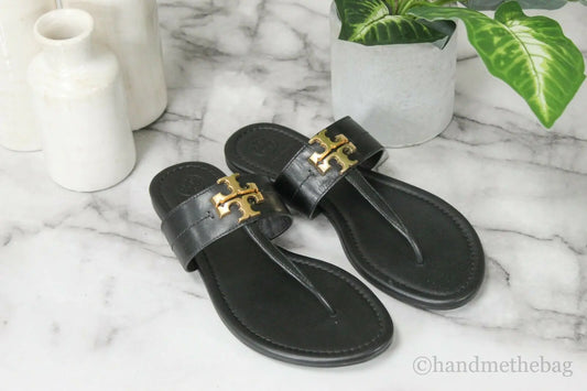 Tory Burch Everly Black Backless Flat Slip On Sandals - Velora Luxury Fashion