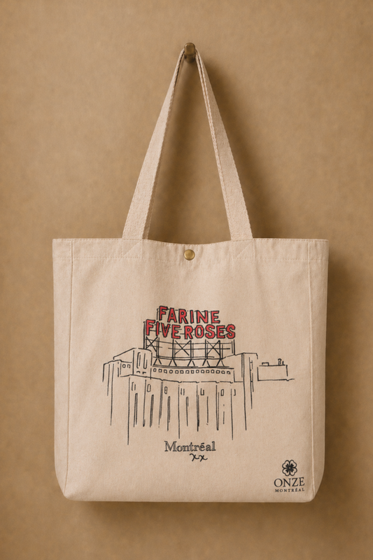 Montreal Five Roses Tote Bag Custom Illustration Canvas