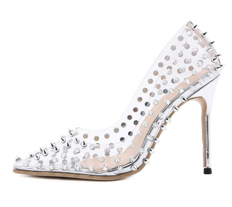 Transparent Spiked Stiletto - Velora Luxury Fashion