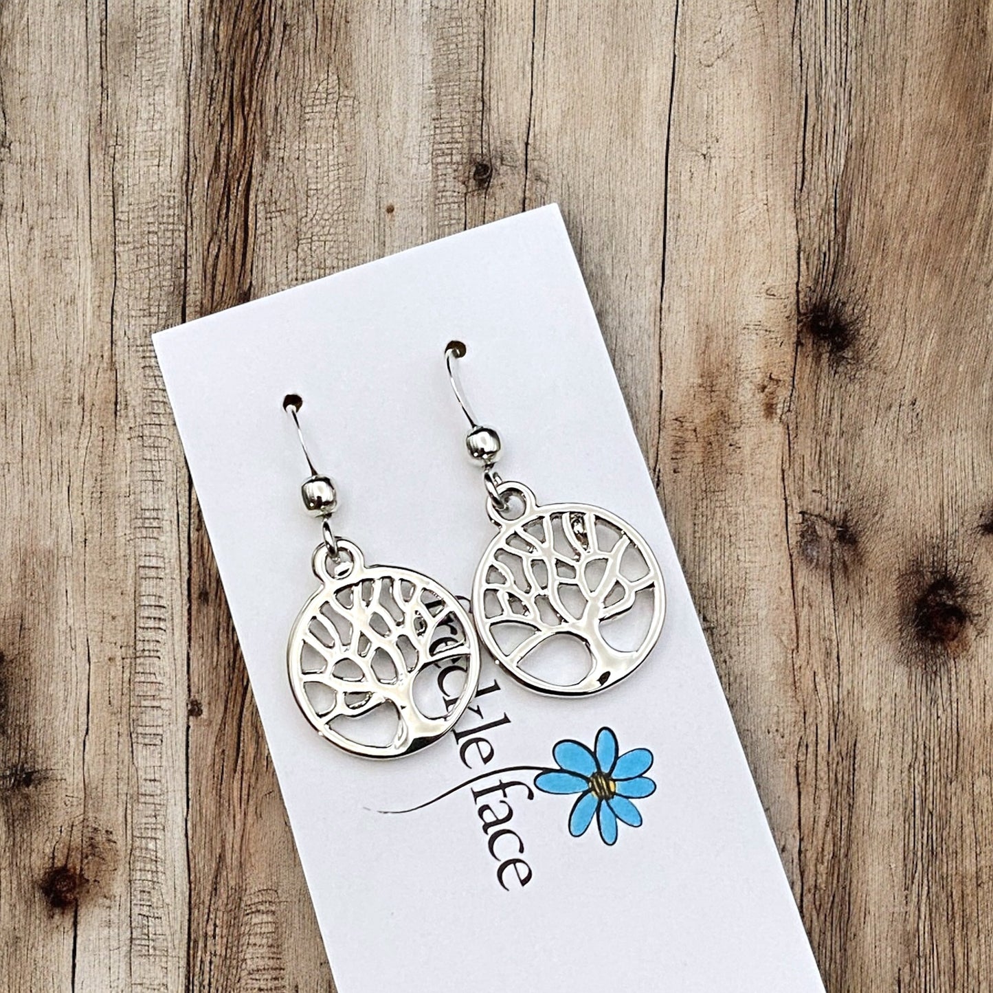 Tree Silhouette Dangle Earrings – Matte & Polished Silver Options - Velora Luxury Fashion