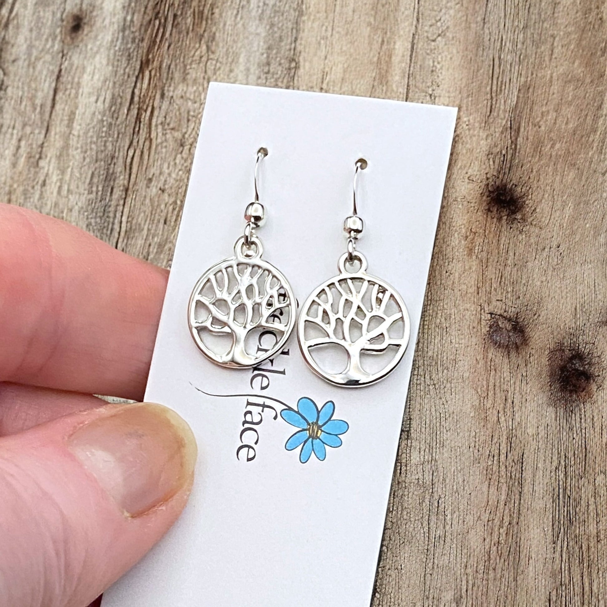 Tree Silhouette Dangle Earrings – Matte & Polished Silver Options - Velora Luxury Fashion