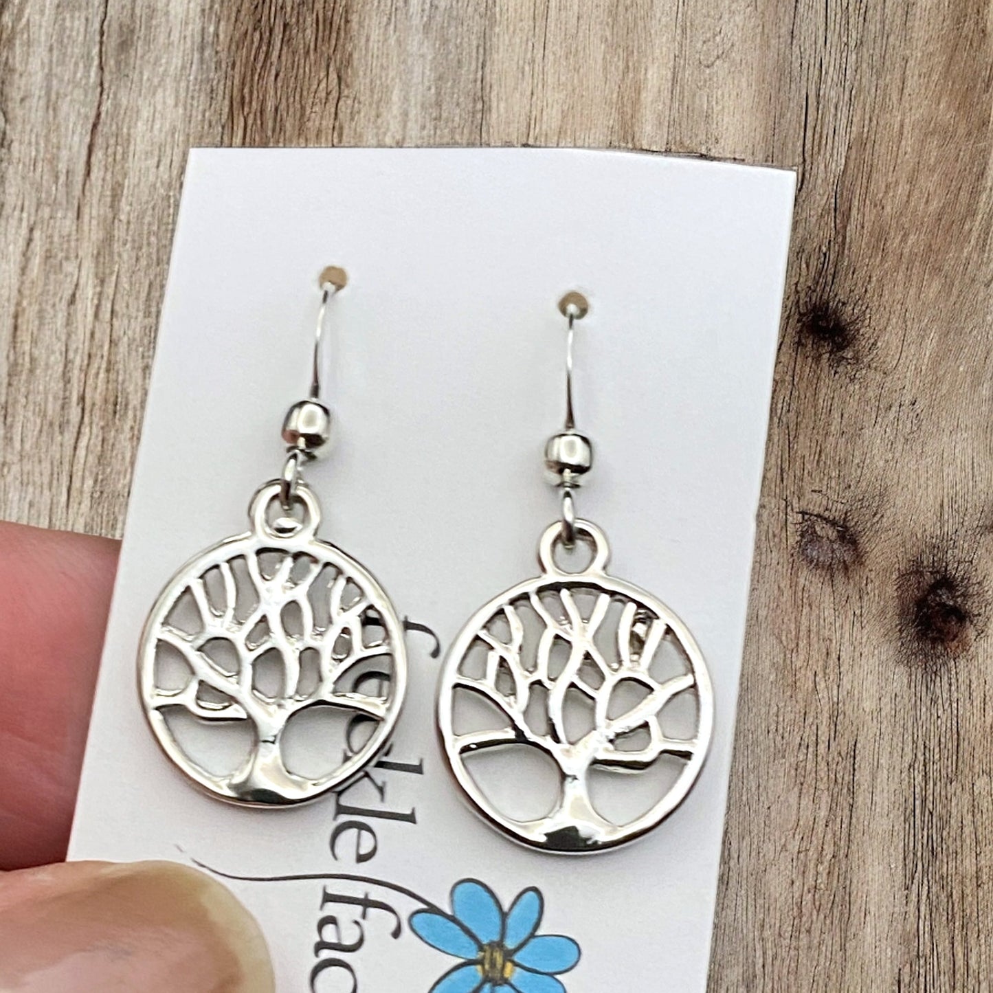 Tree Silhouette Dangle Earrings – Matte & Polished Silver Options - Velora Luxury Fashion