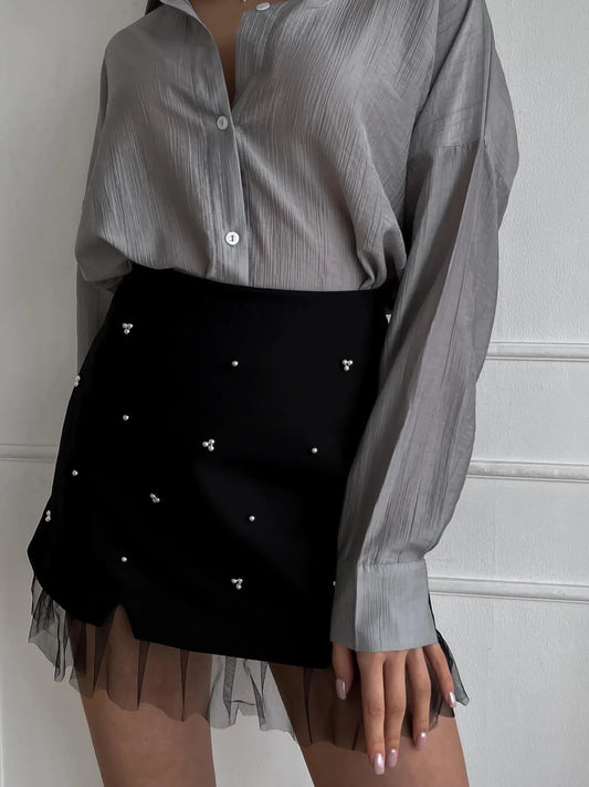 Tulle Hem Mini Skirt - Velora Luxury Fashion