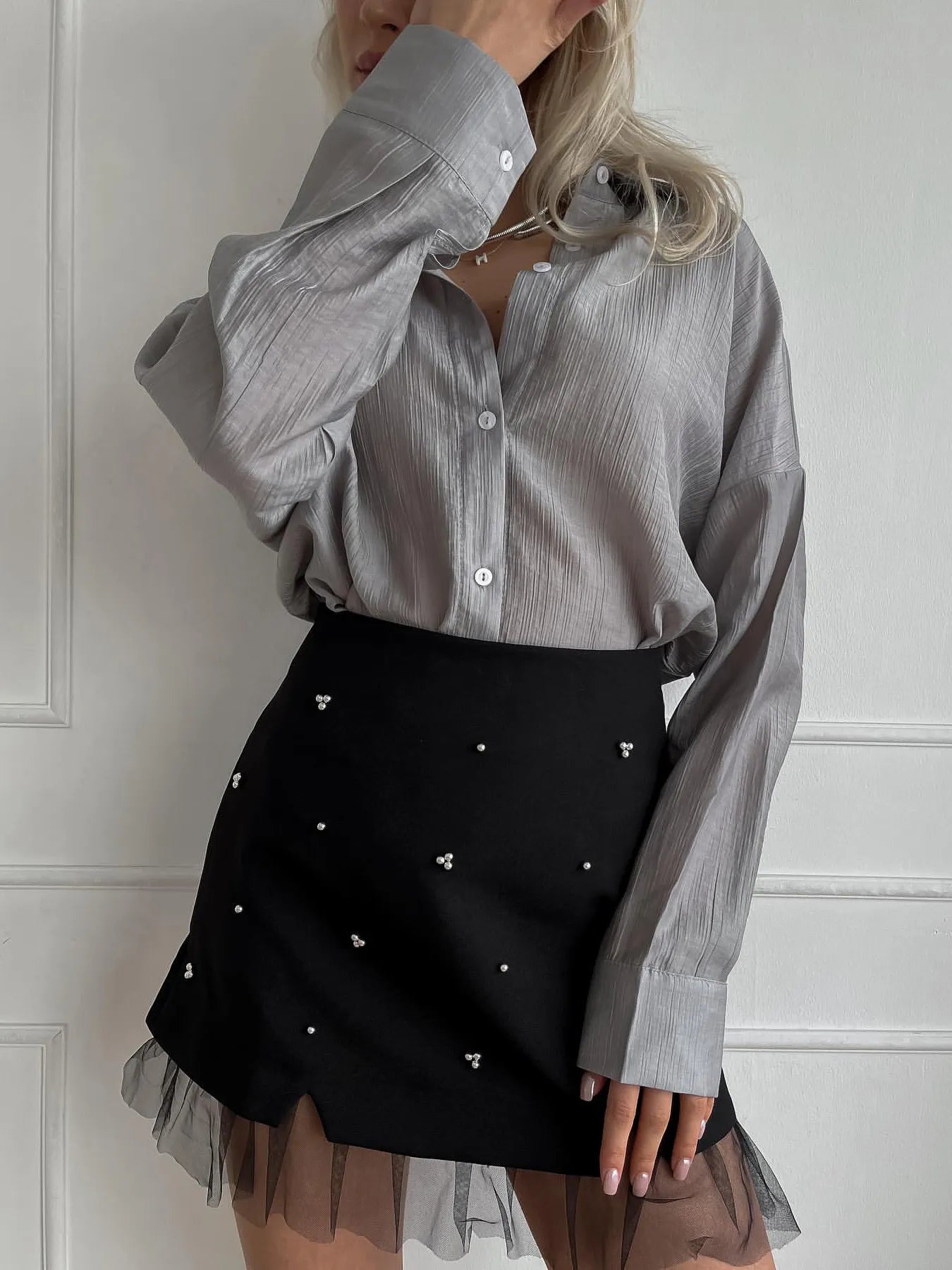 Tulle Hem Mini Skirt - Velora Luxury Fashion