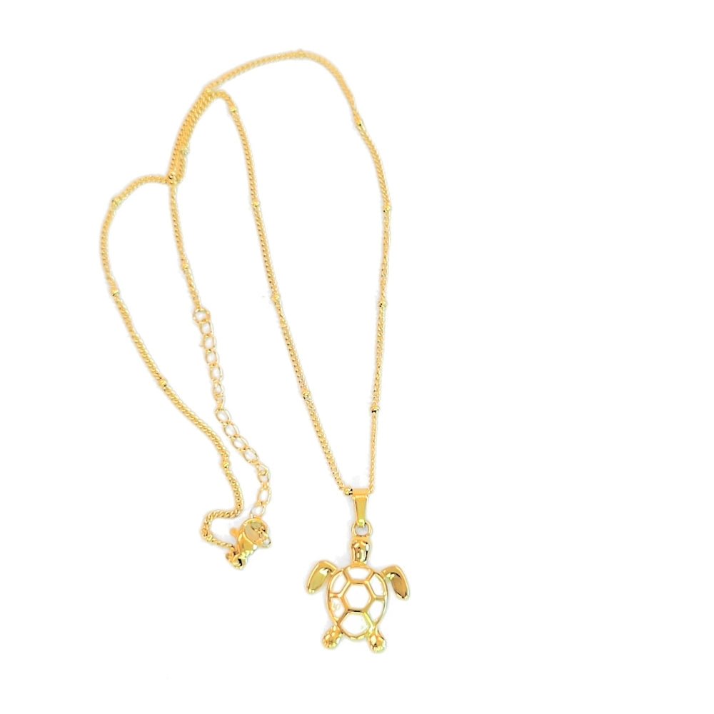 Golden Bohemian White Turtle Necklace - Velora