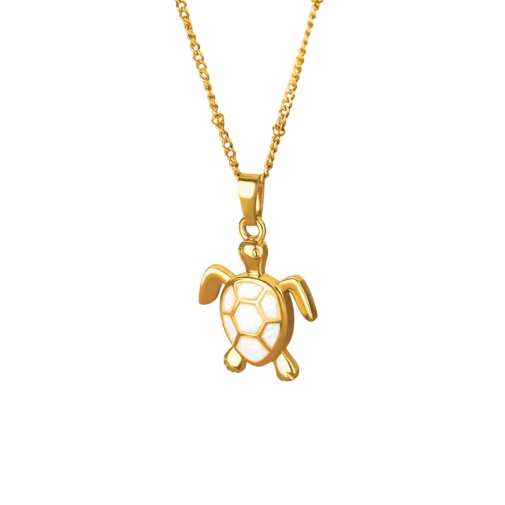 Golden Bohemian White Turtle Necklace - Velora