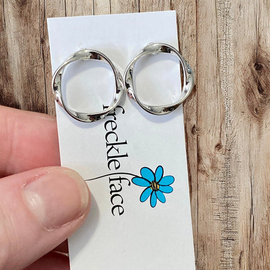 Twisted Circle Stud Earrings – Minimalist Hypoallergenic Studs - Velora Luxury Fashion