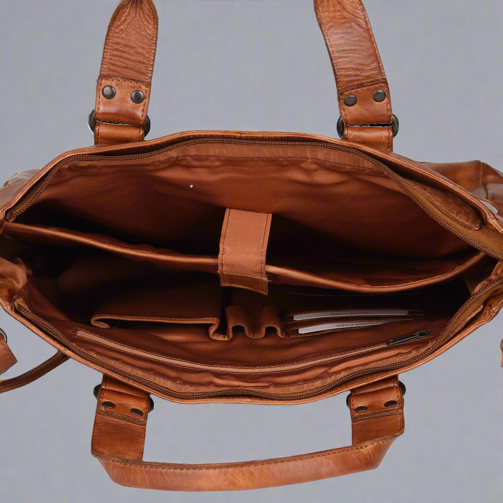 Two Handled Messenger Leather Laptop Bag - Velora Luxury Fashion