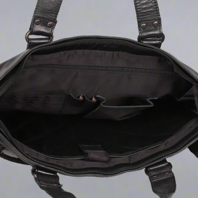 Two Handled Messenger Leather Laptop Bag - Velora Luxury Fashion