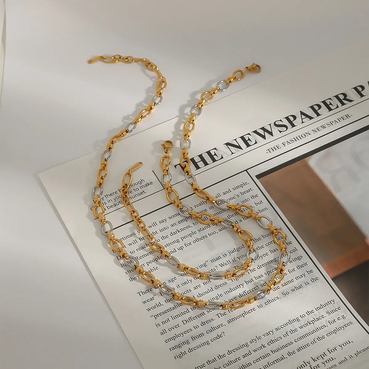 Two-Tone Chain Link Jewelry Set - Velora Luxury Fashion