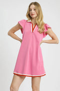 Umgee Contrast Trim Cap Sleeve Mini Dress - Velora Luxury Fashion