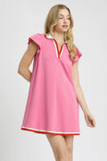 Umgee Contrast Trim Cap Sleeve Mini Dress - Velora Luxury Fashion